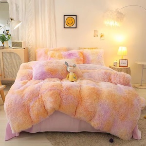 Soft Coral Fleece Warm Cozy Bedding Set Duvet Cover Set 4PCS – Double