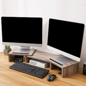 Computer Monitor Stand Riser, adjustable angle and length – Oak colour