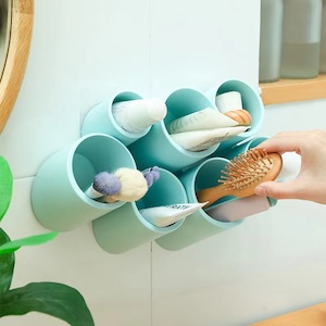 Pen Holder Makeup Brushes Holder Desktop Organiser Wall Mounted-Blue