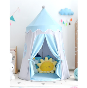 Kids Play Tent Portable Playhouse Indoor Tent with Mat and Light – Blue