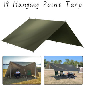 Camping Tent Outdoor Sun Shade 4x4M Waterproof 19 Hanging Points – DarkGreen