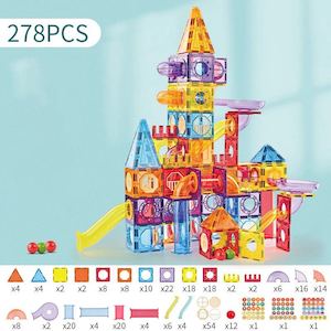 Magnetic Building Blocks Maze Ball Track 278pcs