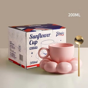 Drink Bottles & Cups - SMILE EMART: Coffee Cup Mug with Saucer Mother’s day Gift idea(Pink)