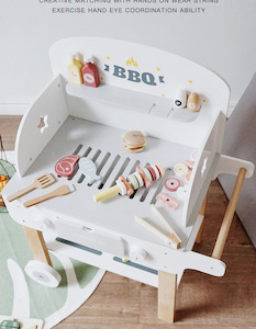 Products: Simulation BBQ Grill Kitchen Pretend Play Wooden Toys