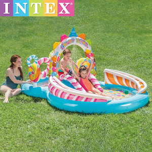 Inflatable Pool Water Play Center Water Slide – Candy Zone