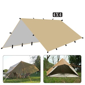 Camping Tent Outdoor Sun Shade 4x4M Waterproof 19 Hanging Points – Khaki