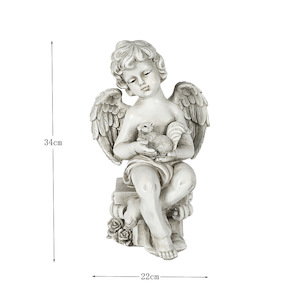 Garden ornaments - SMILE EMART: Garden sculpture Angel and Squirrel Garden Ornament (715320HP-3)