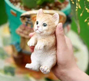 Flowerpot Edge Huggers Garden Decoration Ornaments Orange Cat design