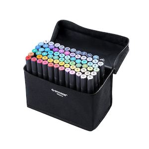 80 Piece Dual Tip Marker Pen Set with Pen holder