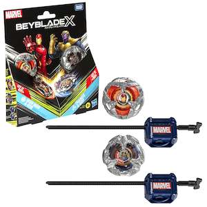 Beyblade X Marvel Collab Iron Man 4-80B vs. Thanos 4-60B