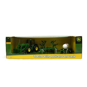 Toy: JOHN DEERE 20CM 8530 TRACTOR WITH FORKLIFT AMMONIA TANK AND APPLICATOR