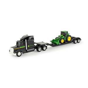 TOMY JOHN DEERE BLACK HAULER SEMI AND COMBINE