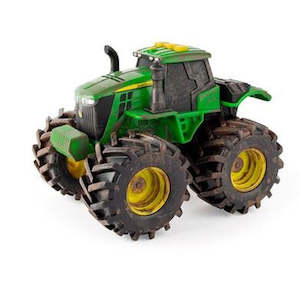 TOMY JOHN DEERE 6INCH(15CM) MONSTER TREADS LIGHTS & SOUNDS VEHICLE MUD COVERED TRACTOR