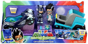 Pj Masks Nighttime Adventures Hero Vs Villain Cat-Car And Romeo's Lab