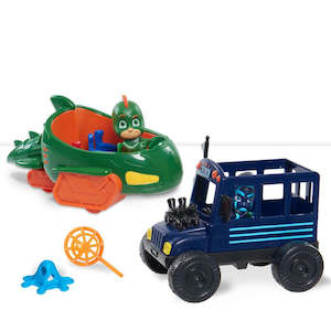 Pj Masks Nighttime Adventures Hero Vs Villain Gekko-Mobile And Night Ninja's Bus