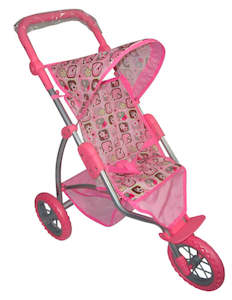 Playworld Pink Dolls 3 Wheel Stroller