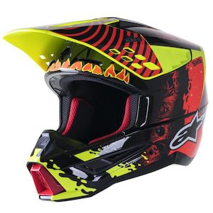 Motorcycle or scooter: S-M5 Solar Flare Helmet Black/Red Fluoro/Yellow Fluoro