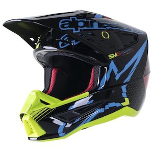 Motorcycle or scooter: S-M5 Action Helmet Black/Cyan/Yellow Fluoro