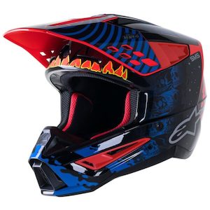 Motorcycle or scooter: S-M5 Solar Flare Helmet Black/Blue/Red Fluoro