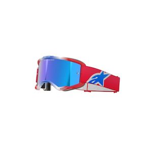 Vision 5 Corp Goggle Red/White/Blue – Mirror Blue Lens