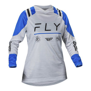 FLY Racing 2024 Womens F-16 Jersey – Arctic Grey / Blue