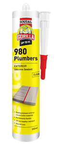 Gorilla 980 Plumbers Silicone Sealant 300ml Translucent