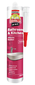 Gorilla Bathroom & Kitchen Silicone Sealant 300ml Clear