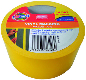 Gator Vinyl Masking Tape 14 Day 48mm x 50mr Yellow