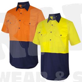 Work clothing: 6HVCW JB Day Only S/Slv Close Front Shirt 150gsm