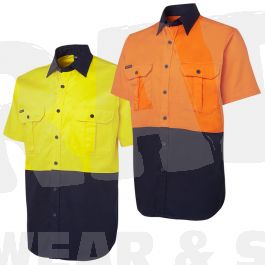 Work clothing: 6HWS JB Hi-Vis 100% Cotton Short Sleeve 190G Shirt