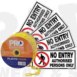 Work clothing: 1X 25mtr Roll Chain & 4x No Entry Sign