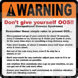 WARNING OOS Occupational Overuse Syndrome Sticker