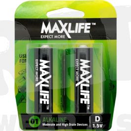 MaxLife Alkaline D Batteries 2 Pack