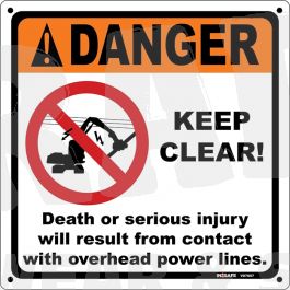 DANGER Keep Clear Overhead Power Lines Sticker