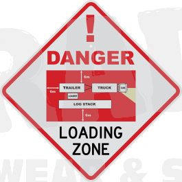 Danger Truck Loading Zone Sign with Diagram