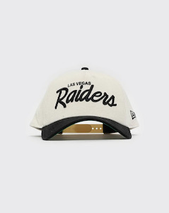 Clothing: New Era 940 AFrame Las Vegas Raiders Cord Script Snapback - Chalk White/Black