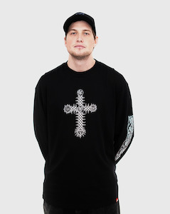 Clothing: Def x Thom Hinton Celtic Cross Longsleeve Shirt - Black