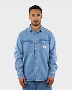 Clothing: Dickies Jacinto Denim Longsleeve Shirt - Stone Washed