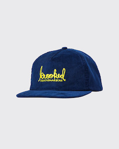 Krooked Script Snapback Hat - Blue/Yellow