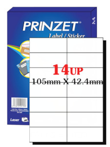 Prinzet A4 Labels 14UP (100 sheets)