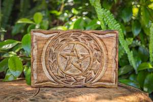 Carved Wooden Box | Large Pentacle