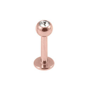 Rose Gold Crystal Jewelled Labret Stud 16 Gauge - RG-J-BLBN