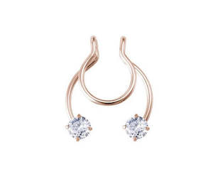 Rose Gold Jewelled Fake Septum Nose Clip - S693A