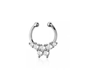 SS316L Jewelled Fake Septum Nose Clip - S610