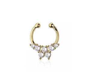 Gold Jewelled Fake Septum Nose Clip - S610A