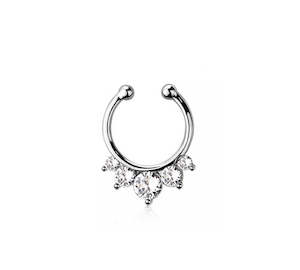 SS316L Jewelled Fake Septum Nose Clip - S611