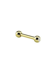 Titanium Gold Double Jewelled Tongue Barbell - B222