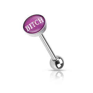 SS316L "BITCH" Fancy Tongue Barbell - B221