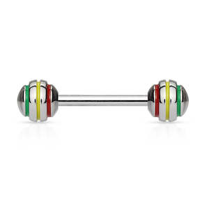 SS316L Epoxy Striped Fancy Tongue Barbell - B203