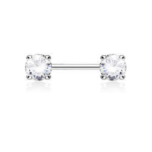 SS316L Jewelled (Your Choice of Colour) Nipple Barbell - N142